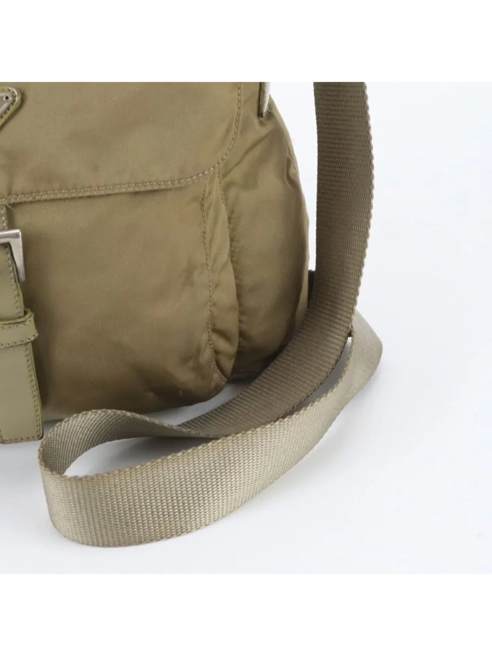 Prada Tessuto Nylon Triangle Logo Leather Shoulder Bag Crossbody Messenger